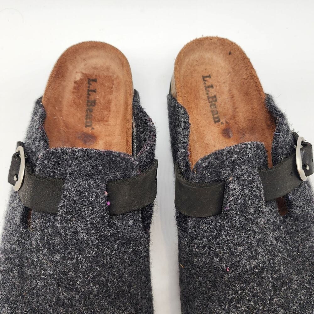 LL Bean Gray Wool Felt Clog Buckle Women's 40 US 8.5 Gorpcore Cabin - Picture 4 of 8